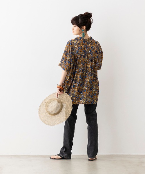 hunch(ハンチ)の「シアー×ジャガード 柄プリント 開襟シャツ(シャツ/ブラウス・レディース・ブラウン/イエロー/ライトカーキ・FREE)」の18枚目の写真