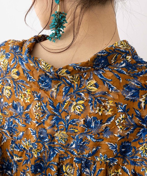 hunch(ハンチ)の「シアー×ジャガード 柄プリント 開襟シャツ(シャツ/ブラウス・レディース・ブラウン/イエロー/ライトカーキ・FREE)」の14枚目の写真