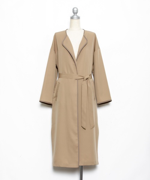 AS KNOW AS PINKY（アズノゥアズピンキー）の「パイピンスリっとコート（トレンチコート・レディース・ライトグリーン/ベージュ/グレー・FREE）」の8枚目の写真