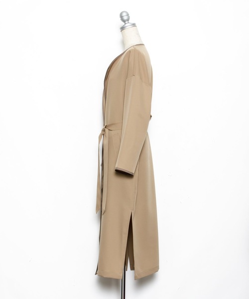 AS KNOW AS PINKY（アズノゥアズピンキー）の「パイピンスリっとコート（トレンチコート・レディース・ライトグリーン/ベージュ/グレー・FREE）」の9枚目の写真