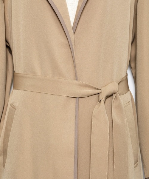 AS KNOW AS PINKY（アズノゥアズピンキー）の「パイピンスリっとコート（トレンチコート・レディース・ライトグリーン/ベージュ/グレー・FREE）」の12枚目の写真