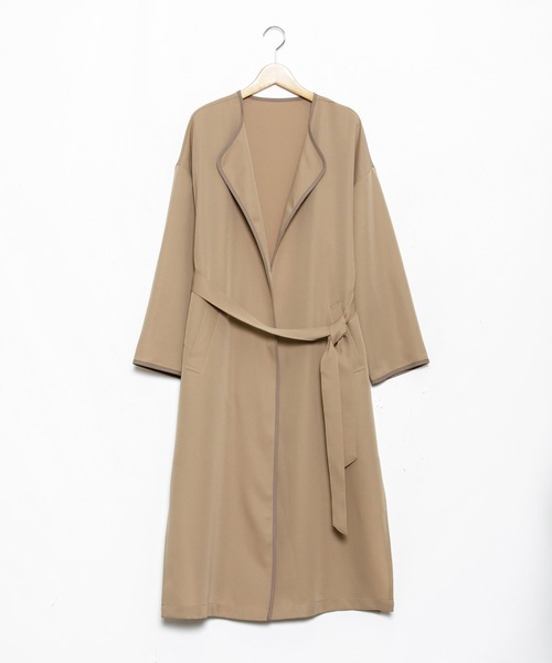 AS KNOW AS PINKY（アズノゥアズピンキー）の「パイピンスリっとコート（トレンチコート・レディース・ライトグリーン/ベージュ/グレー・FREE）」の21枚目の写真