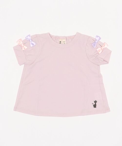 nino（ニノ）の「袖リボン　半袖Tシャツ（Tシャツ/カットソー・キッズ・レッド/クリーム/ブラック/オフホワイト/ベビーピンク・120cm/100cm/90cm/110cm）」の4枚目の写真