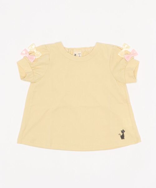 nino（ニノ）の「袖リボン　半袖Tシャツ（Tシャツ/カットソー・キッズ・レッド/クリーム/ブラック/オフホワイト/ベビーピンク・120cm/100cm/90cm/110cm）」の3枚目の写真