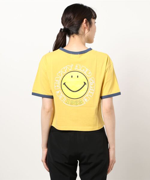 SPINNS（スピンズ）の「NICOバックプリント リンガーTシャツ（Tシャツ/カットソー・レディース・ホワイト/ネイビー/イエロー・ONESIZE）」の7枚目の写真