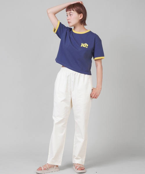 SPINNS（スピンズ）の「NICOバックプリント リンガーTシャツ（Tシャツ/カットソー・レディース・ホワイト/ネイビー/イエロー・ONESIZE）」の10枚目の写真