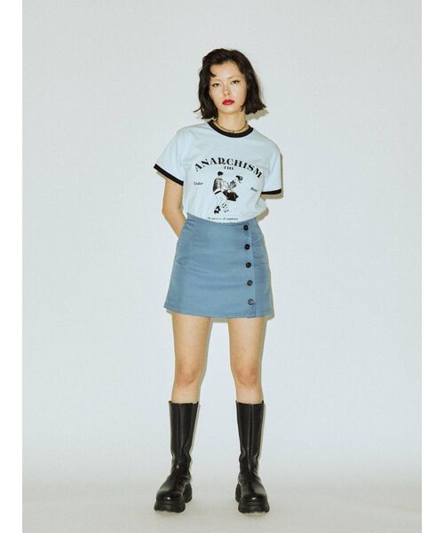 jouetie（ジュエティ）の「レトロカップルトリムTシャツ（Tシャツ/カットソー・レディース・オフホワイト/ブラック/ライトブルー・MEDIUM）」の13枚目の写真