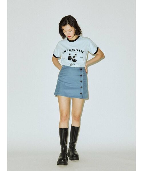 jouetie（ジュエティ）の「レトロカップルトリムTシャツ（Tシャツ/カットソー・レディース・オフホワイト/ブラック/ライトブルー・MEDIUM）」の9枚目の写真