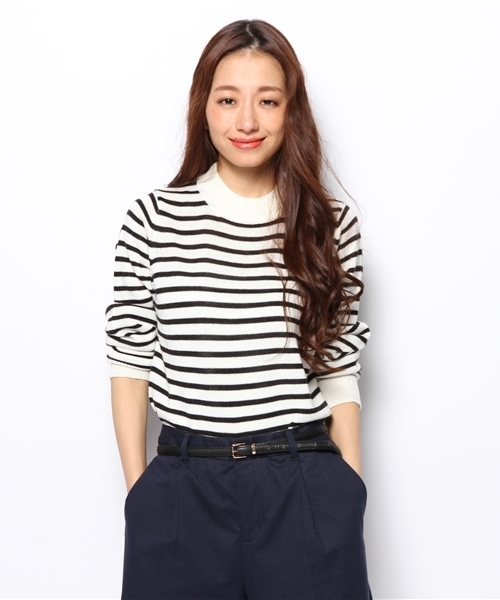 DISCOAT（ディスコート）の「【Discoat】アンチピリングハイネックプルオーバー#（ニット/セーター・レディース・オフホワイト/ブラック/ブラック系その他・ﾌﾘ-）」の4枚目の写真