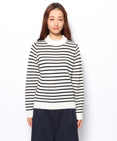 DISCOAT（ディスコート）の「【Discoat】アンチピリングハイネックプルオーバー#（ニット/セーター・レディース・オフホワイト/ブラック/ブラック系その他・ﾌﾘ-）」の6枚目の写真