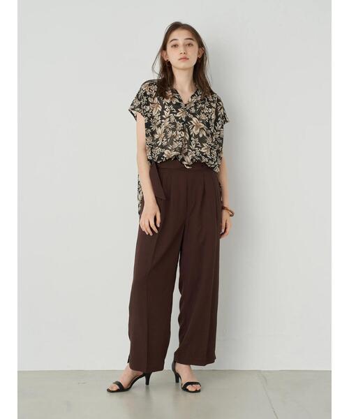 YECCA VECCA（イェッカヴェッカ）の「・ボタニカル柄スキッパーブラウス＊（シャツ/ブラウス・レディース・ブラック/カーキ/パープル・FREE）」の14枚目の写真