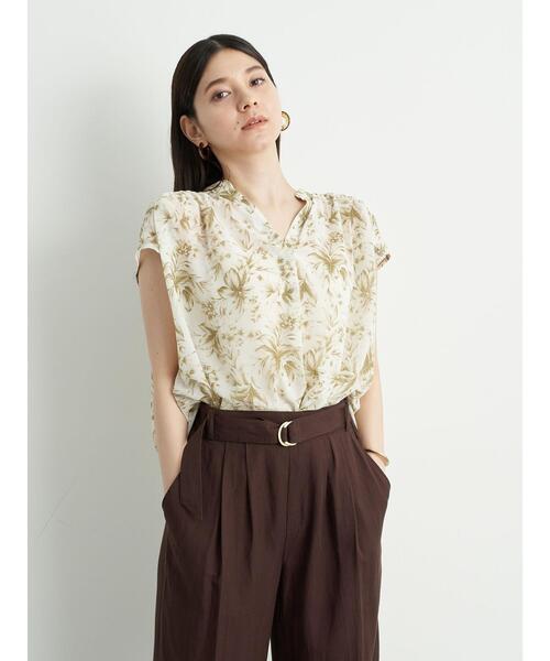 YECCA VECCA（イェッカヴェッカ）の「・ボタニカル柄スキッパーブラウス＊（シャツ/ブラウス・レディース・ブラック/カーキ/パープル・FREE）」の18枚目の写真