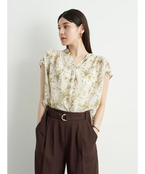 YECCA VECCA（イェッカヴェッカ）の「・ボタニカル柄スキッパーブラウス＊（シャツ/ブラウス・レディース・ブラック/カーキ/パープル・FREE）」の19枚目の写真