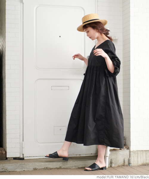 coca（coca）（コカ）の「袖バルーンナチュラルワンピース（ワンピース・レディース・カーキ/ブラック/オレンジ・ONE SIZE）」の16枚目の写真