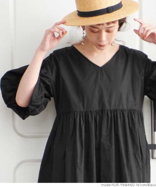 coca（coca）（コカ）の「袖バルーンナチュラルワンピース（ワンピース・レディース・カーキ/ブラック/オレンジ・ONE SIZE）」の15枚目の写真