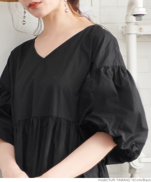 coca（coca）（コカ）の「袖バルーンナチュラルワンピース（ワンピース・レディース・カーキ/ブラック/オレンジ・ONE SIZE）」の14枚目の写真