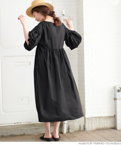 coca（coca）（コカ）の「袖バルーンナチュラルワンピース（ワンピース・レディース・カーキ/ブラック/オレンジ・ONE SIZE）」の13枚目の写真