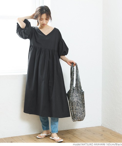 coca（coca）（コカ）の「袖バルーンナチュラルワンピース（ワンピース・レディース・カーキ/ブラック/オレンジ・ONE SIZE）」の18枚目の写真