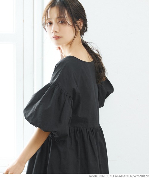 coca（coca）（コカ）の「袖バルーンナチュラルワンピース（ワンピース・レディース・カーキ/ブラック/オレンジ・ONE SIZE）」の19枚目の写真