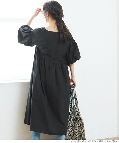 coca（coca）（コカ）の「袖バルーンナチュラルワンピース（ワンピース・レディース・カーキ/ブラック/オレンジ・ONE SIZE）」の20枚目の写真