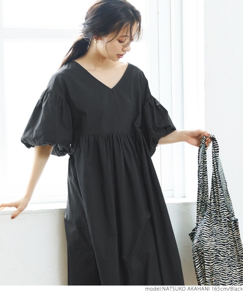 coca（coca）（コカ）の「袖バルーンナチュラルワンピース（ワンピース・レディース・カーキ/ブラック/オレンジ・ONE SIZE）」の21枚目の写真