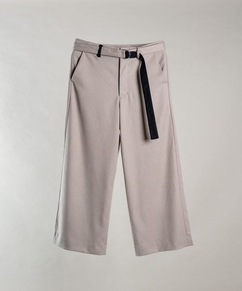 DOOPZ（ドープス）の「BELTED WIDE STRAIGHT TROUSERS/ベルテッドワイドストレートパンツ（スラックス・メンズ・ブラック/ベージュ/ネイビー・SMALL/MEDIUM/LARGE）」の4枚目の写真