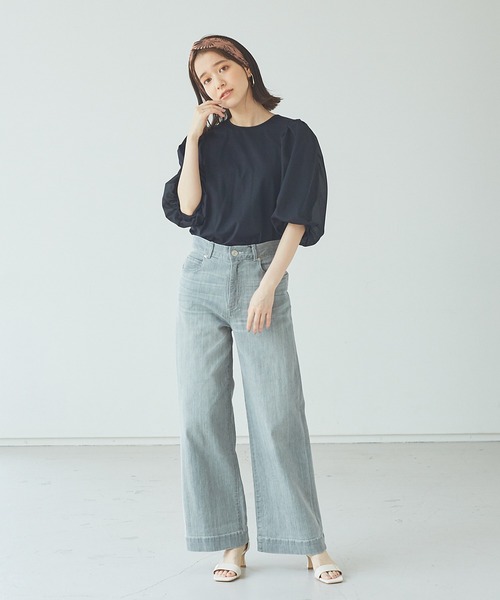 Abahouse Devinette（ドゥヴィネット）の「【BRAHMIN】ワイドデニムパンツ（デニムパンツ・レディース・ライトグレー/オフホワイト・38/36）」の16枚目の写真