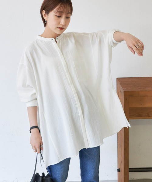 Auntie Rosa Holiday（アンティローザホリデー）の「バックタックボックスシャツ（シャツ/ブラウス・レディース・カーキ/チャコールグレー/オフホワイト/ライトグリーン/ピンク/ブルー/ライトブルー/イエロー/ブラック・FREE）」の12枚目の写真