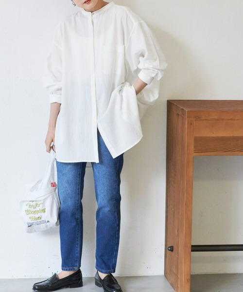 Auntie Rosa Holiday（アンティローザホリデー）の「バックタックボックスシャツ（シャツ/ブラウス・レディース・カーキ/チャコールグレー/オフホワイト/ライトグリーン/ピンク/ブルー/ライトブルー/イエロー/ブラック・FREE）」の18枚目の写真