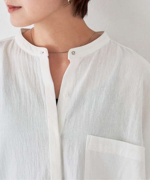 Auntie Rosa Holiday（アンティローザホリデー）の「バックタックボックスシャツ（シャツ/ブラウス・レディース・カーキ/チャコールグレー/オフホワイト/ライトグリーン/ピンク/ブルー/ライトブルー/イエロー/ブラック・FREE）」の10枚目の写真