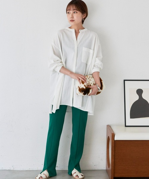 Auntie Rosa Holiday（アンティローザホリデー）の「バックタックボックスシャツ（シャツ/ブラウス・レディース・カーキ/チャコールグレー/オフホワイト/ライトグリーン/ピンク/ブルー/ライトブルー/イエロー/ブラック・FREE）」の22枚目の写真