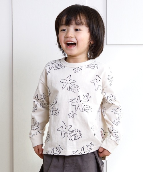 MAKE YOUR DAY（メイクユアデイ）の「お星さま総柄長袖Tシャツ■80～140cm（Tシャツ/カットソー・キッズ・グレー/アイボリー・90/100/110/120/80/130/140）」の5枚目の写真