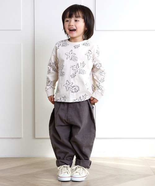 MAKE YOUR DAY（メイクユアデイ）の「お星さま総柄長袖Tシャツ■80～140cm（Tシャツ/カットソー・キッズ・グレー/アイボリー・90/100/110/120/80/130/140）」の3枚目の写真