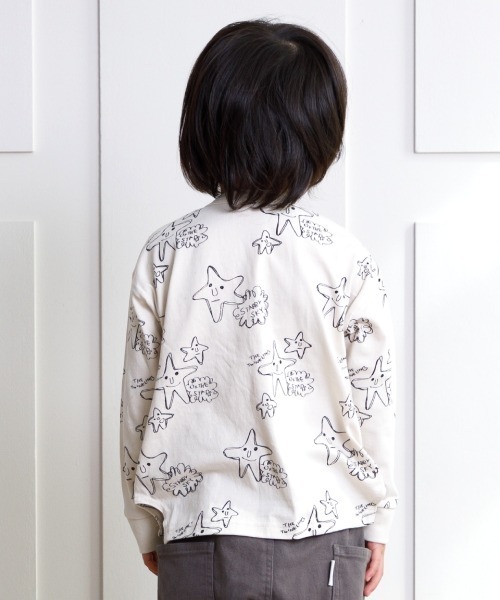 MAKE YOUR DAY（メイクユアデイ）の「お星さま総柄長袖Tシャツ■80～140cm（Tシャツ/カットソー・キッズ・グレー/アイボリー・90/100/110/120/80/130/140）」の8枚目の写真