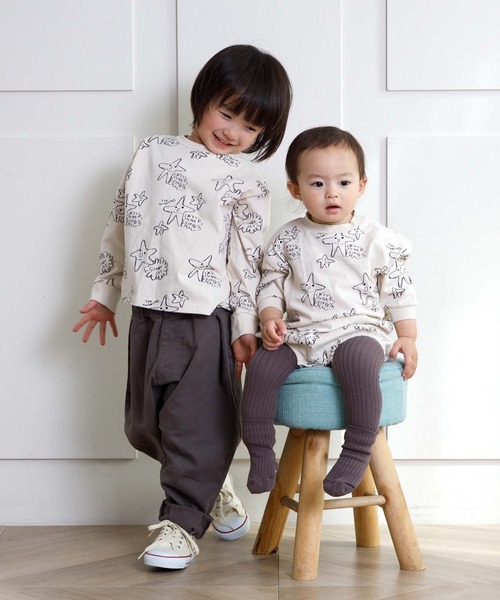 MAKE YOUR DAY（メイクユアデイ）の「お星さま総柄長袖Tシャツ■80～140cm（Tシャツ/カットソー・キッズ・グレー/アイボリー・90/100/110/120/80/130/140）」の7枚目の写真