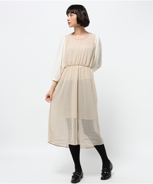 Kastane(カスタネ)の「【Kastane】シフォンロングワンピース(ワンピース・レディース・ブラック/その他/チャコールグレー/ベージュ/ホワイト・FREE)」の4枚目の写真