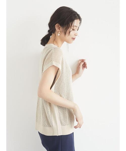 Green Parks(グリーンパークス)の「メッシュニットベスト*(ベスト・レディース・ブラック/モカ/ライトベージュ・FREE)」の10枚目の写真