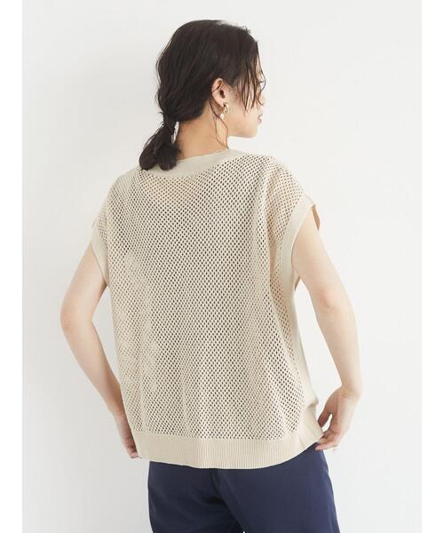 Green Parks(グリーンパークス)の「メッシュニットベスト*(ベスト・レディース・ブラック/モカ/ライトベージュ・FREE)」の11枚目の写真