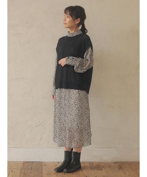 Green Parks(グリーンパークス)の「メッシュニットベスト*(ベスト・レディース・ブラック/モカ/ライトベージュ・FREE)」の15枚目の写真