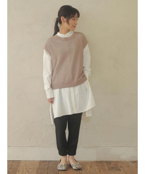 Green Parks(グリーンパークス)の「メッシュニットベスト*(ベスト・レディース・ブラック/モカ/ライトベージュ・FREE)」の18枚目の写真