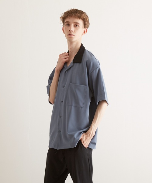 TONE SELECT WEAR(トーンセレクトウェア)の「【TONE BY AS】梨地オープンシャツ(BL)(シャツ/ブラウス・メンズ・ブラック/ブルー/グレイッシュベージュ・LARGE/MEDIUM)」の1枚目の写真