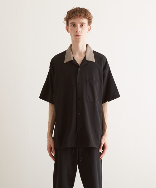 TONE SELECT WEAR(トーンセレクトウェア)の「【TONE BY AS】梨地オープンシャツ(BL)(シャツ/ブラウス・メンズ・ブラック/ブルー/グレイッシュベージュ・LARGE/MEDIUM)」の2枚目の写真