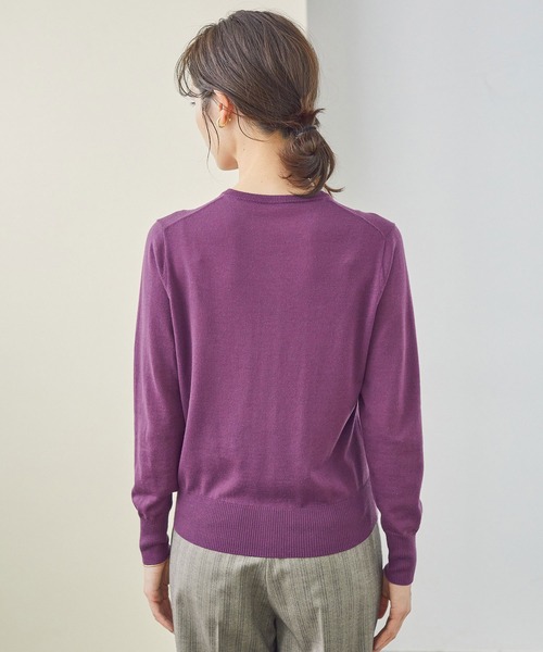 ROPE'（ロペ）の「【新色追加】【毛玉になりにくい】ウォッシャブルクルーネックニットカーディガン（ニット/セーター・レディース・ブラック/グレー/ベージュ/ピンク/ワイン/ホワイト系その他/ライトグレー/キナリ/サックスブルー・38）」の16枚目の写真