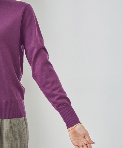 ROPE'（ロペ）の「【新色追加】【毛玉になりにくい】ウォッシャブルクルーネックニットカーディガン（ニット/セーター・レディース・ブラック/グレー/ベージュ/ピンク/ワイン/ホワイト系その他/ライトグレー/キナリ/サックスブルー・38）」の18枚目の写真