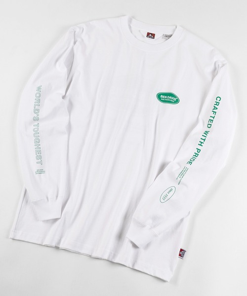 BEN DAVIS(ベンデイビス)の「【BEN DAVIS/ベンデイビス】 バックプリントオーバルロゴ 袖プリント ロンT(Tシャツ/カットソー・メンズ・ホワイト/ブラック/オリーブ・M/L/XL)」の6枚目の写真