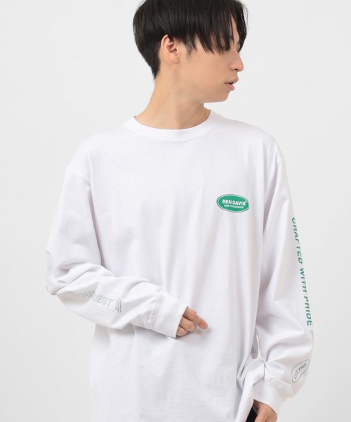 BEN DAVIS(ベンデイビス)の「【BEN DAVIS/ベンデイビス】 バックプリントオーバルロゴ 袖プリント ロンT(Tシャツ/カットソー・メンズ・ホワイト/ブラック/オリーブ・M/L/XL)」の5枚目の写真