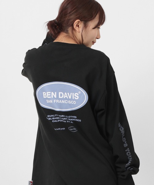 BEN DAVIS(ベンデイビス)の「【BEN DAVIS/ベンデイビス】 バックプリントオーバルロゴ 袖プリント ロンT(Tシャツ/カットソー・メンズ・ホワイト/ブラック/オリーブ・M/L/XL)」の7枚目の写真