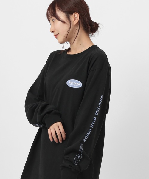 BEN DAVIS(ベンデイビス)の「【BEN DAVIS/ベンデイビス】 バックプリントオーバルロゴ 袖プリント ロンT(Tシャツ/カットソー・メンズ・ホワイト/ブラック/オリーブ・M/L/XL)」の8枚目の写真