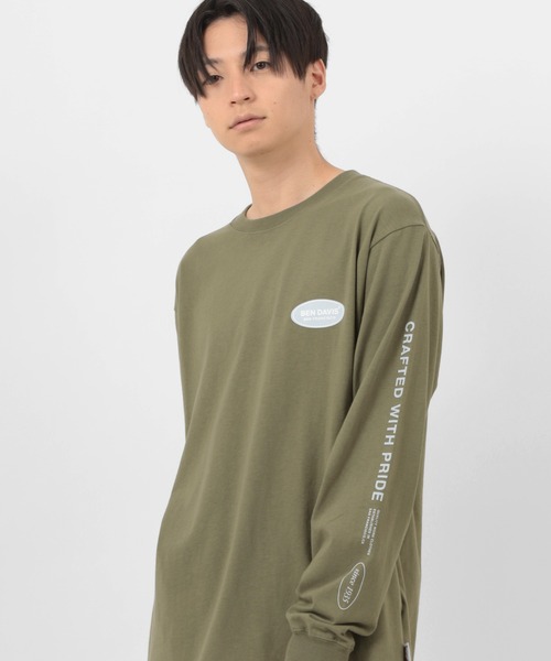BEN DAVIS(ベンデイビス)の「【BEN DAVIS/ベンデイビス】 バックプリントオーバルロゴ 袖プリント ロンT(Tシャツ/カットソー・メンズ・ホワイト/ブラック/オリーブ・M/L/XL)」の10枚目の写真