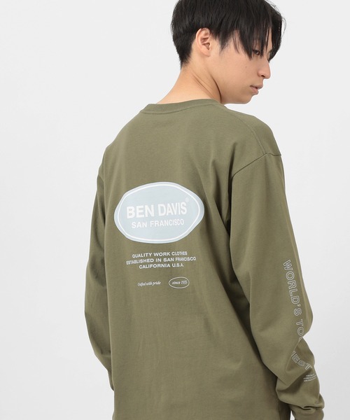 BEN DAVIS(ベンデイビス)の「【BEN DAVIS/ベンデイビス】 バックプリントオーバルロゴ 袖プリント ロンT(Tシャツ/カットソー・メンズ・ホワイト/ブラック/オリーブ・M/L/XL)」の9枚目の写真
